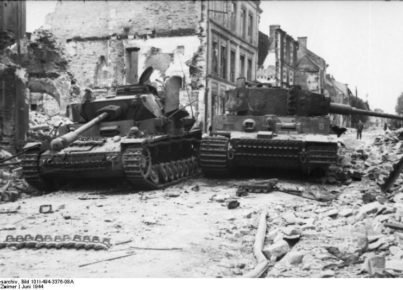 Villers-Bocage, zerstörte Panzer IV und VI